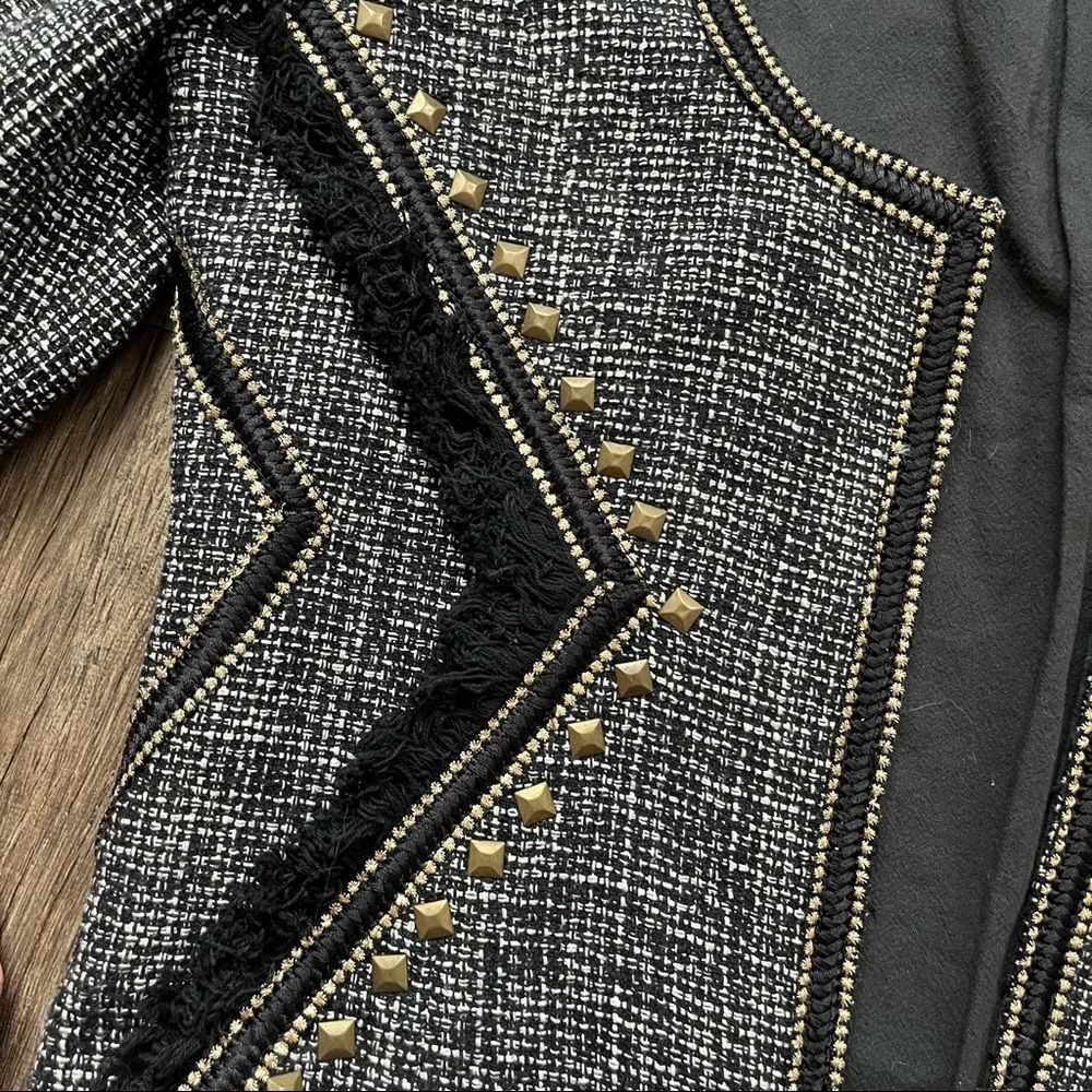 Maison Scotch Studded Frayed Bohemian Tweed Blazer - small - Picture 14 of 14